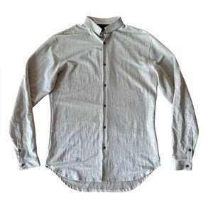 Blue & Cream NYC Men’s Large Button-Down Shirt Gray Oatmeal Japanese Fabric